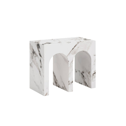 Marble-patterned console table with arches