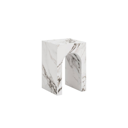 Marble-patterned console table with arches