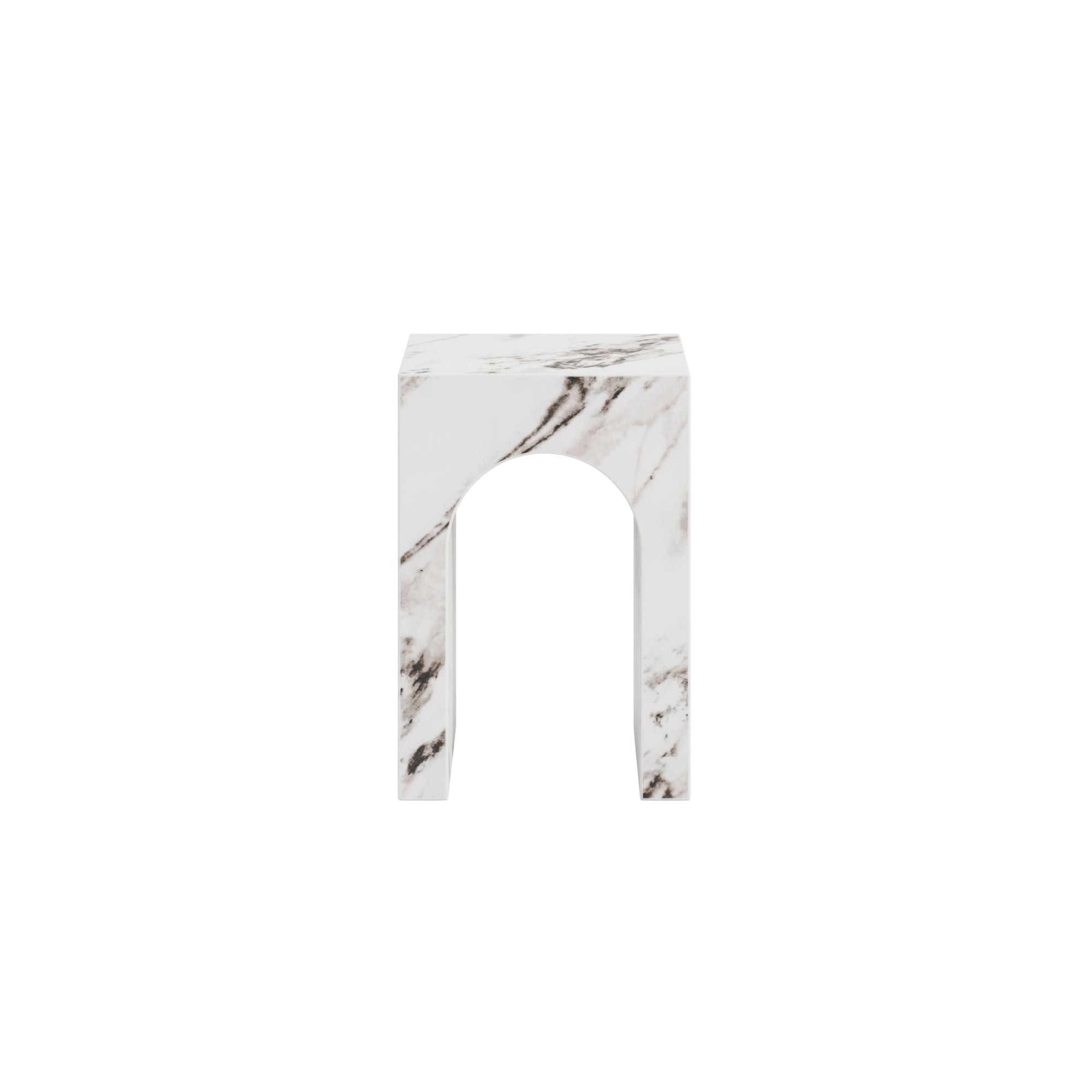 Marble-patterned console table with arches