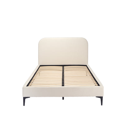 Cream Boucle King Bed with rounded headboard 