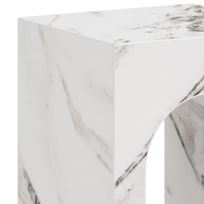 Marble-patterned console table with arches