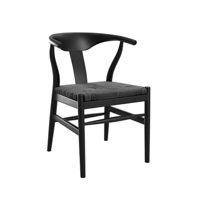 Black dining chair with grey cushion