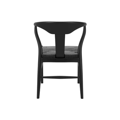 Black dining chair with grey cushion