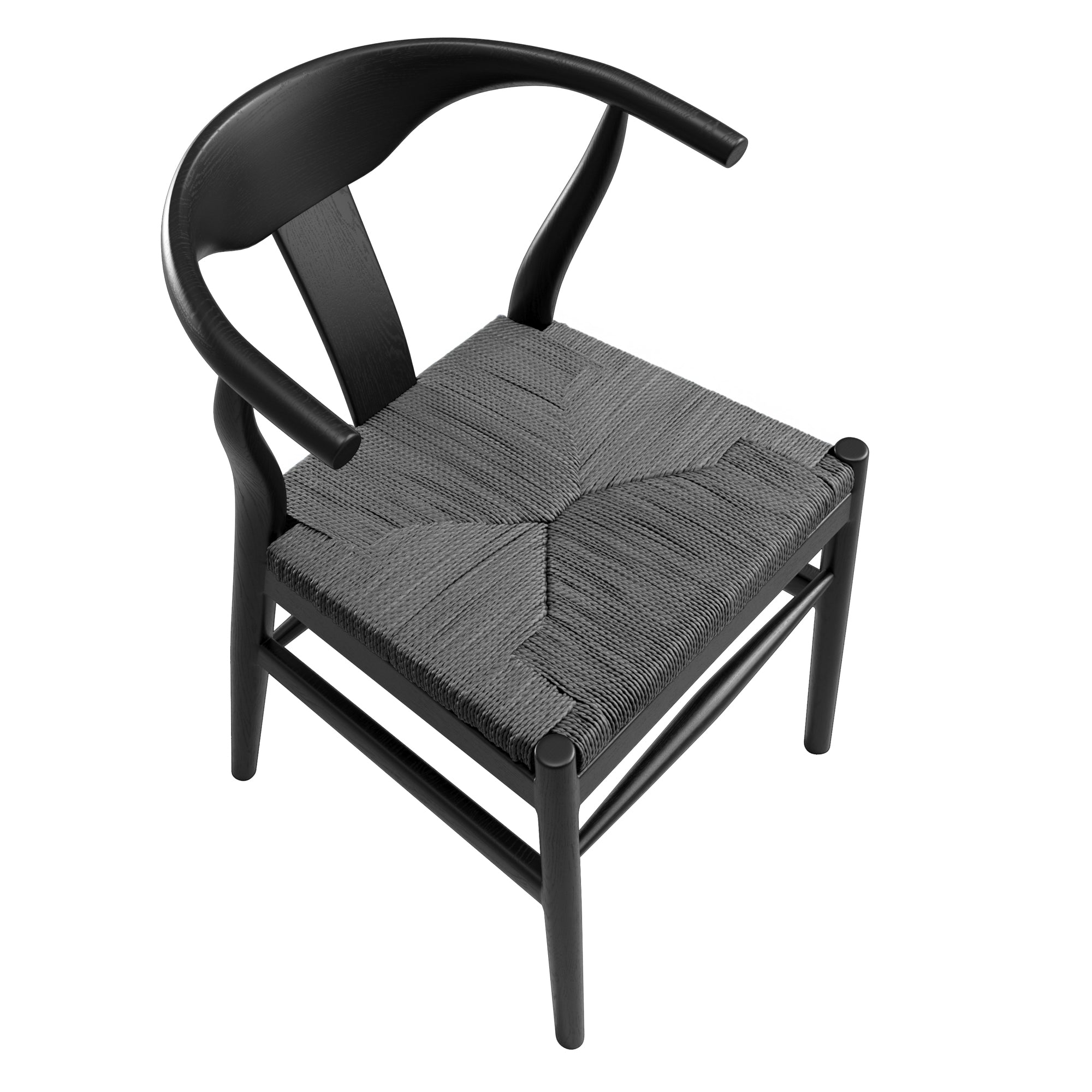 Black dining chair with grey cushion