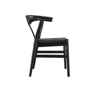 Black dining chair with grey cushion