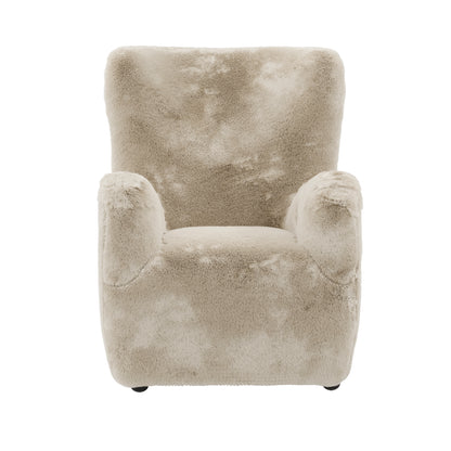 Fur fabric wing backed armchair 