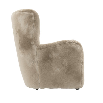 Fur fabric wing backed armchair 