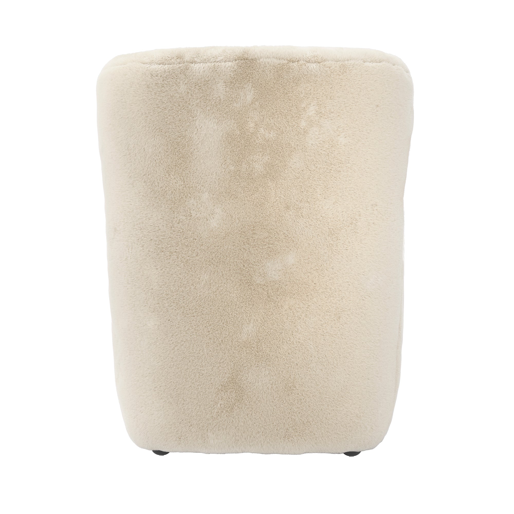 Cream fur fabric wing backed armchair 