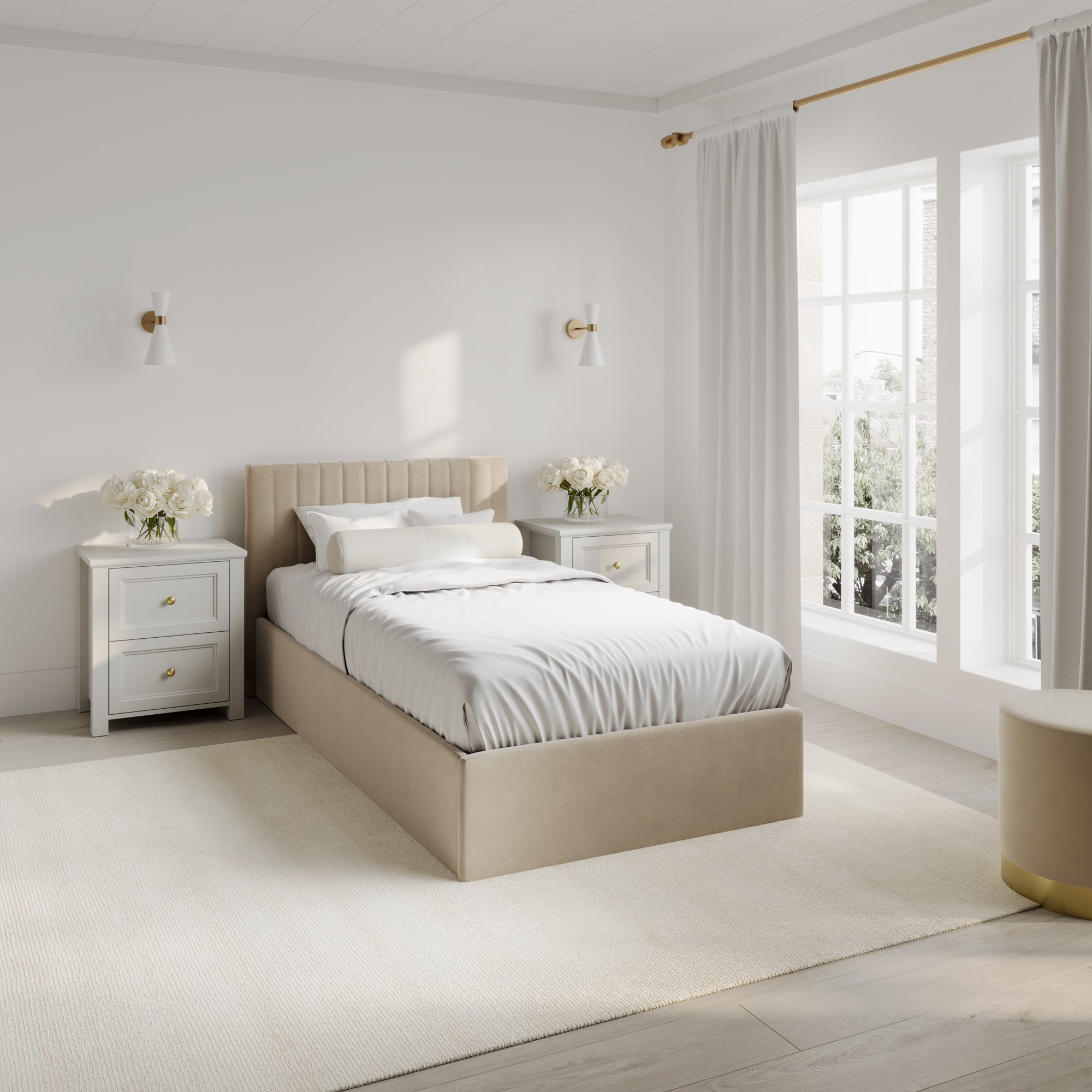 Vienna Beige Ottoman Single Bed