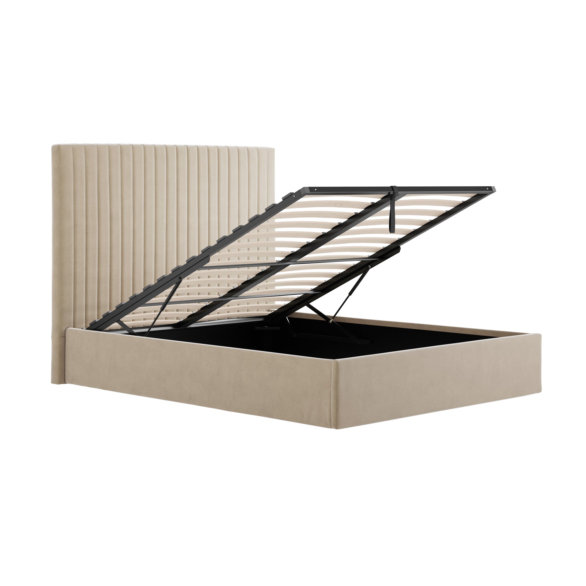 Vienna Beige Tall Ottoman Double Bed