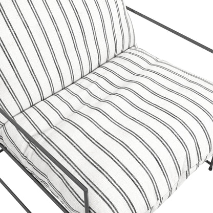 Modern white accent chair with striped cushions 