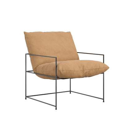Brown accent chair with striped cushions 