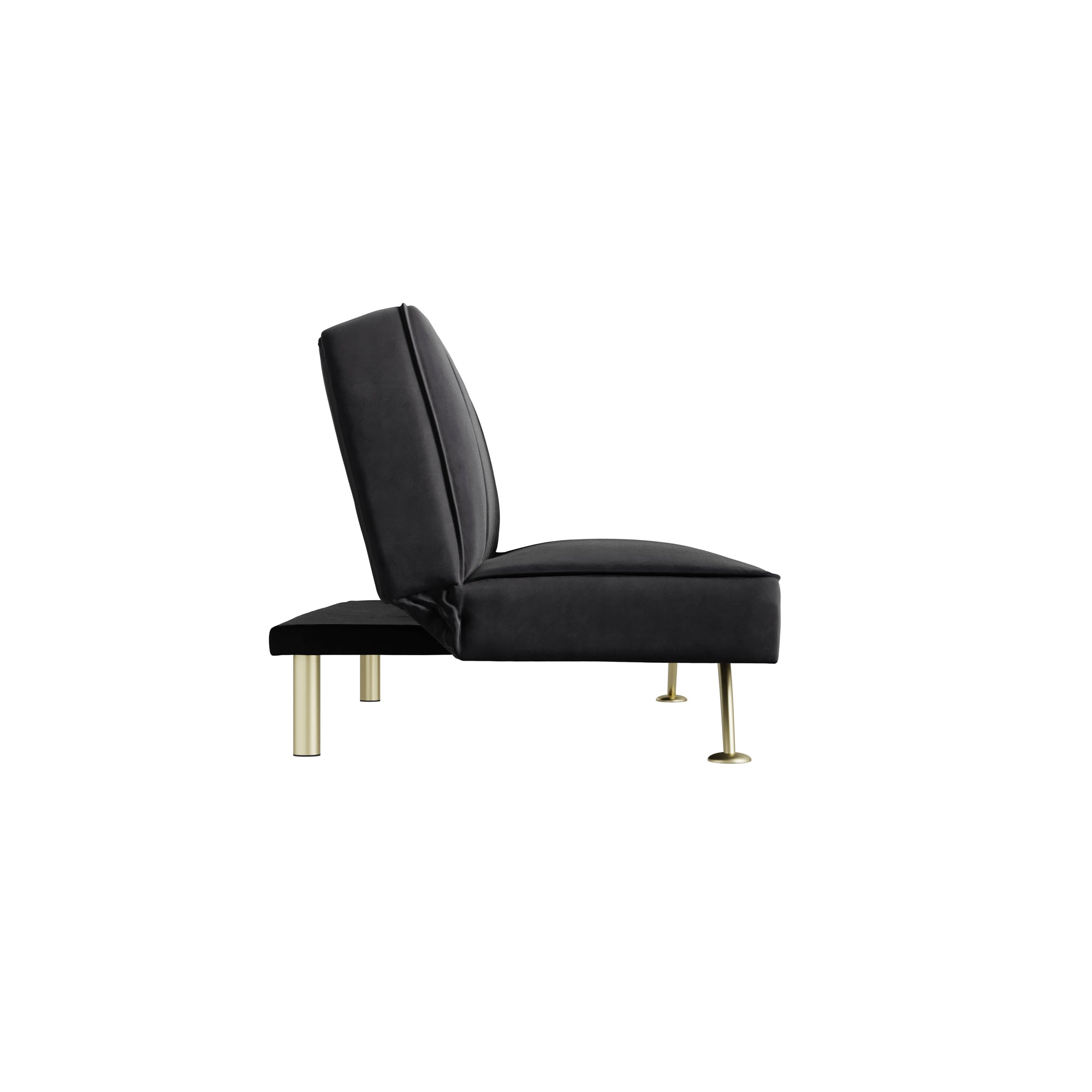 Black chair with gold legs on a white background