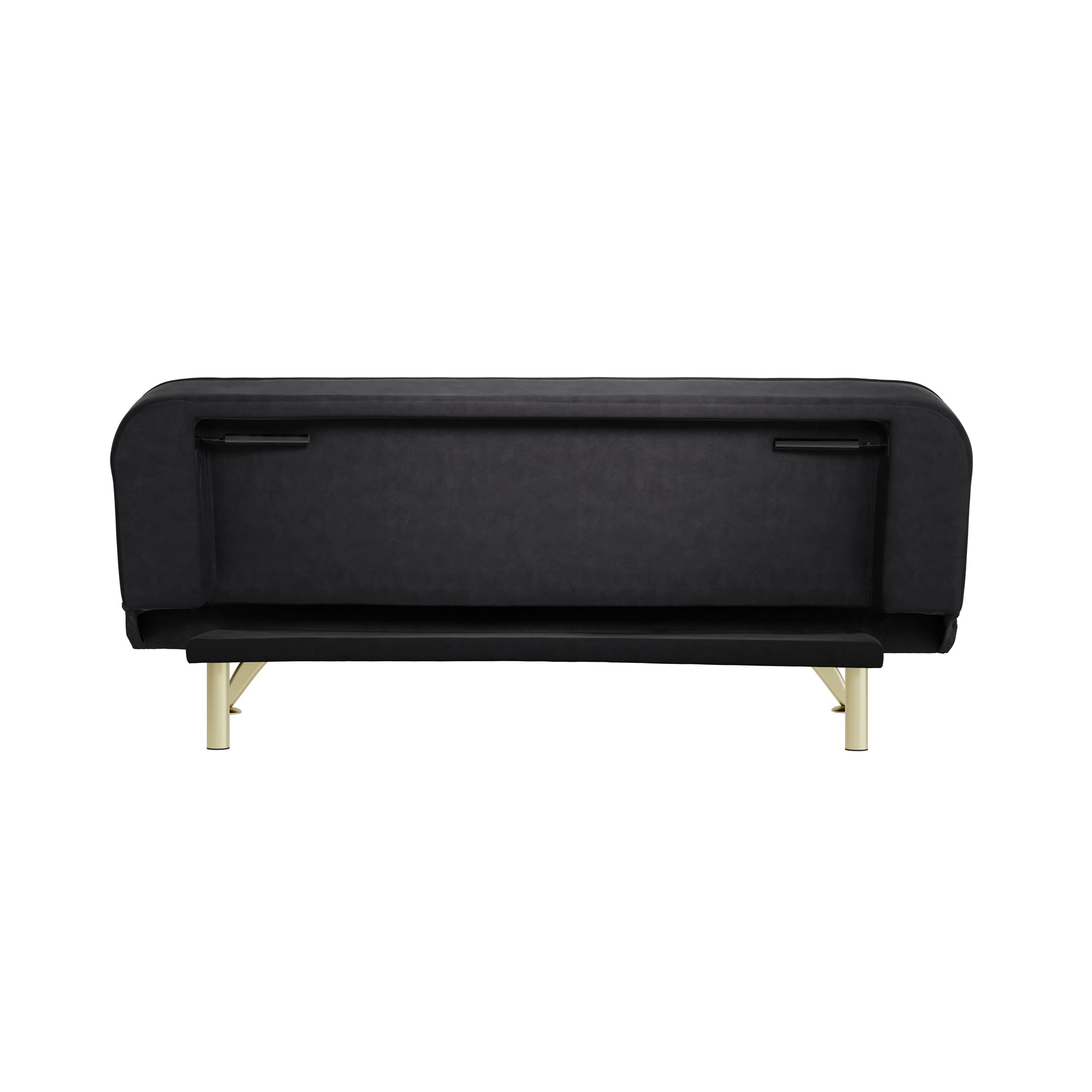 Black sofa with beige legs on a white background