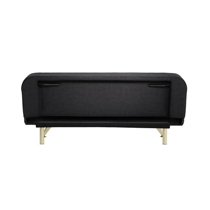 Black sofa with beige legs on a white background