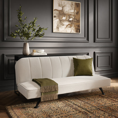 Arden Sofa Bed Ivory Boucle / Matte Black