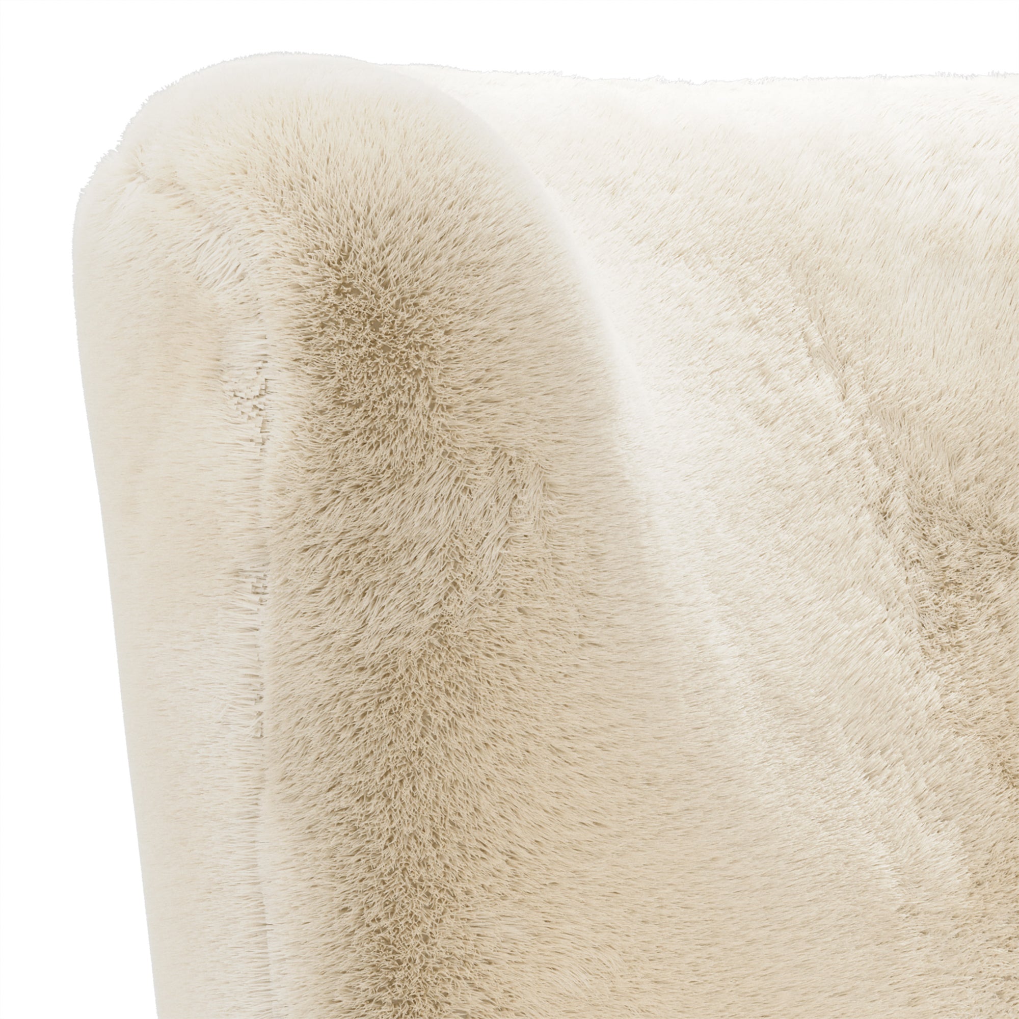 Cream fur fabric wing backed armchair 