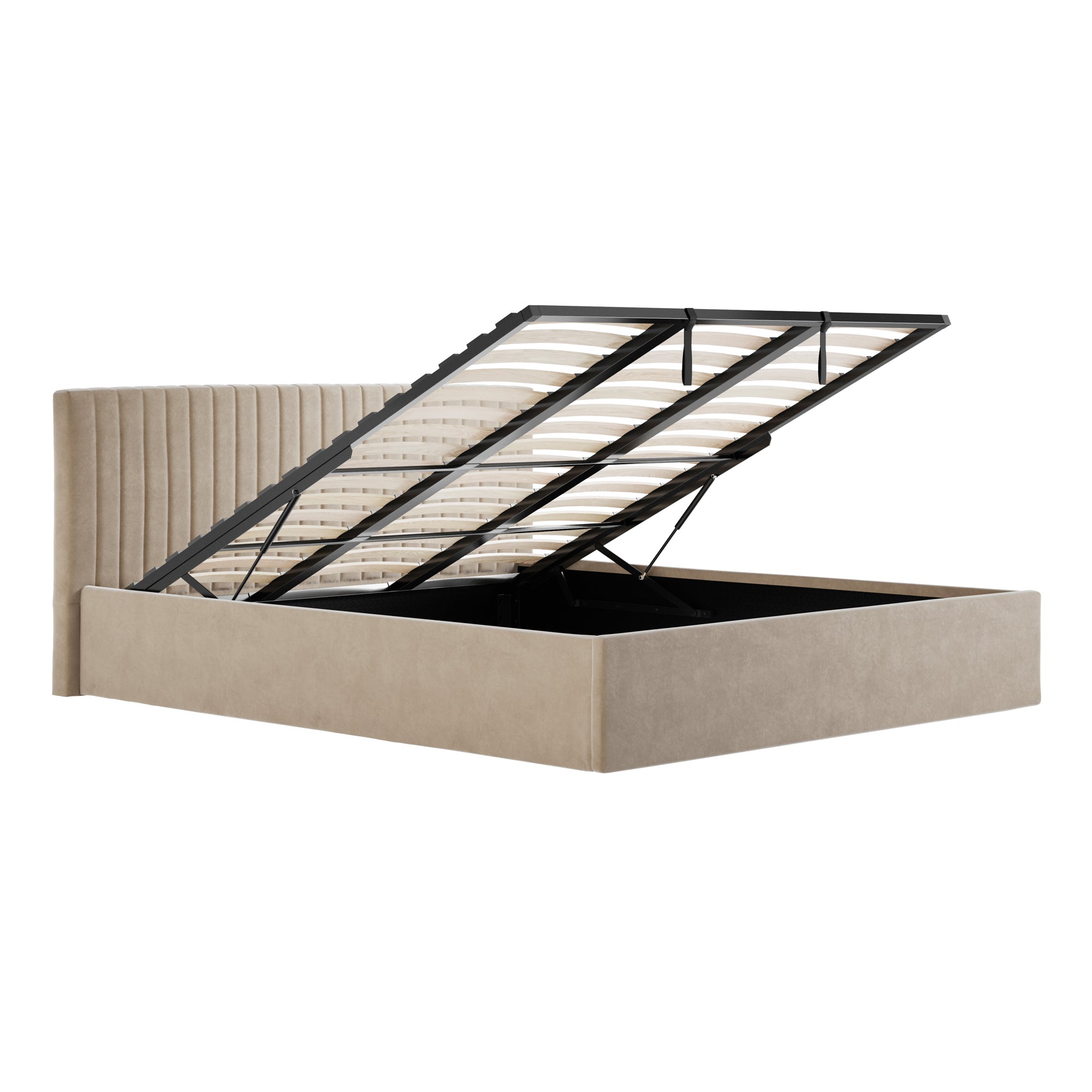 Vienna Beige Ottoman Super King Size Bed