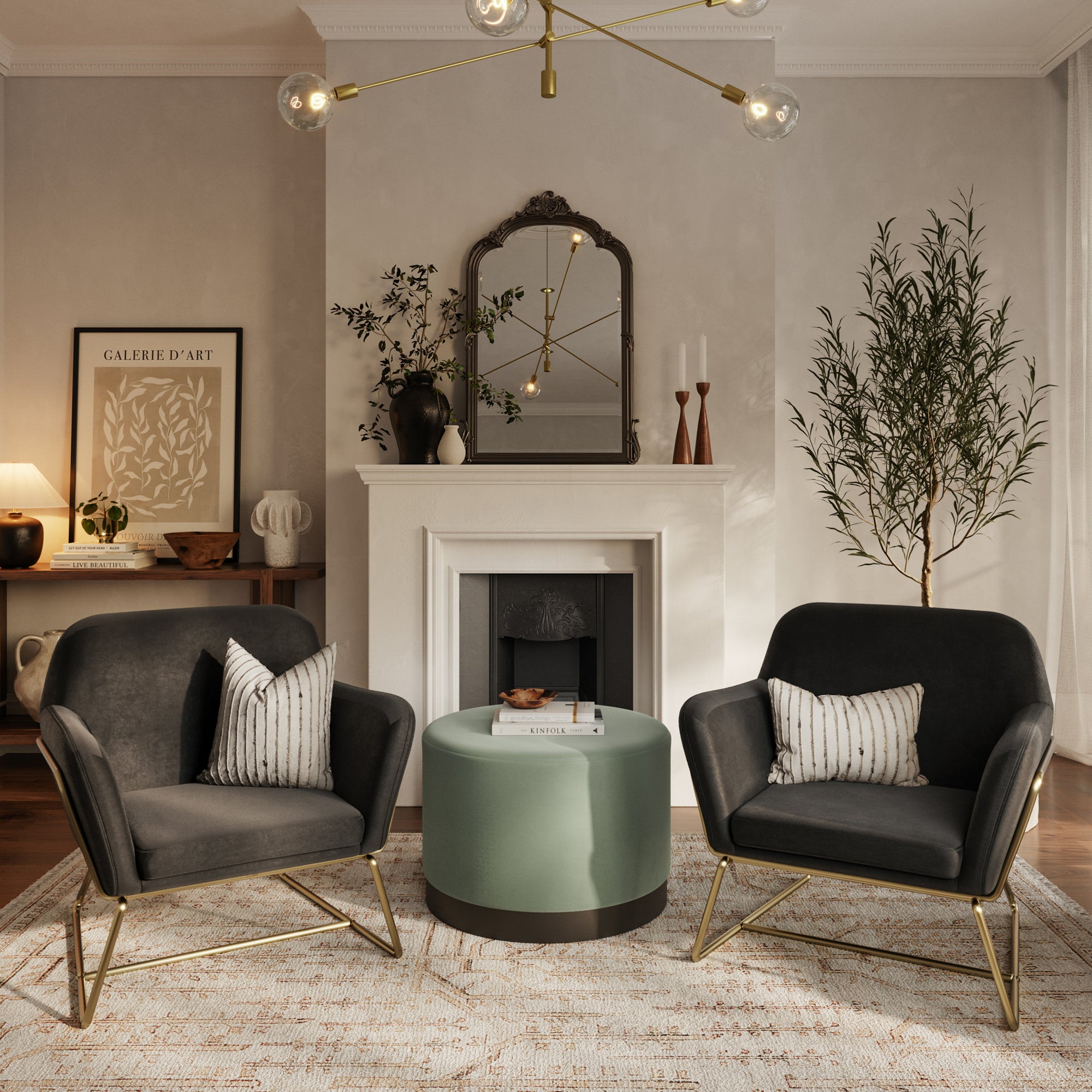 Chelsea Armchair Black Velvet / Brushed Gold