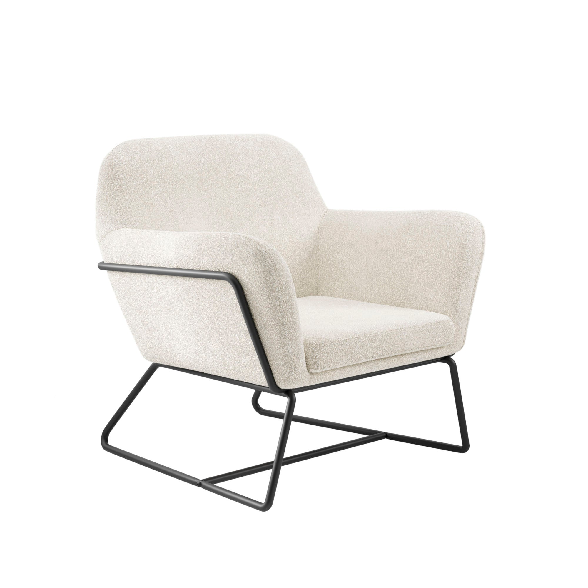 Chelsea Armchair Ivory Boucle / Matte Black