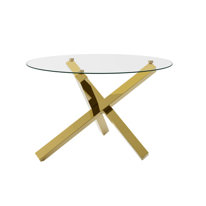 Costes Dining Table Glass Top With Gold Legs