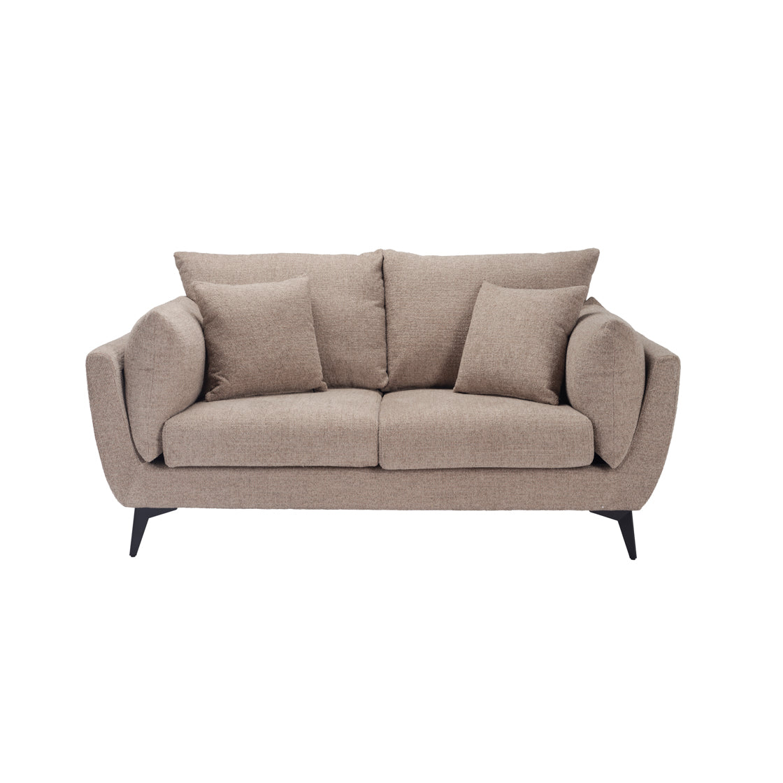 Beige Chenille 3 seater sofa with black metal legs