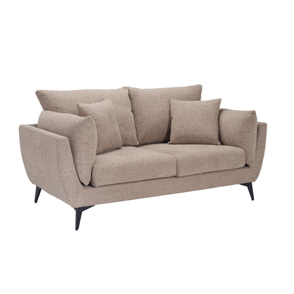 Beige Chenille 2 seater sofa with black metal legs