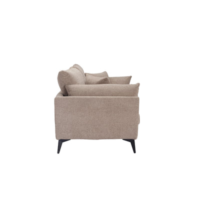 Beige Chenille 3 seater sofa with black metal legs