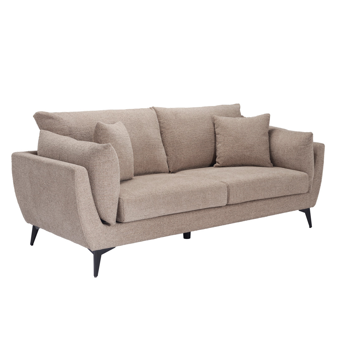 Beige Chenille 3 seater sofa with black metal legs