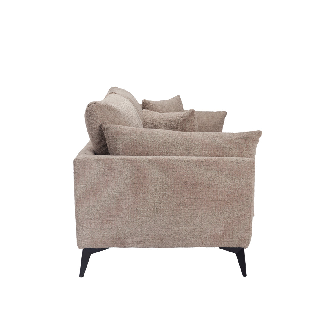 Beige Chenille 3 seater sofa with black metal legs