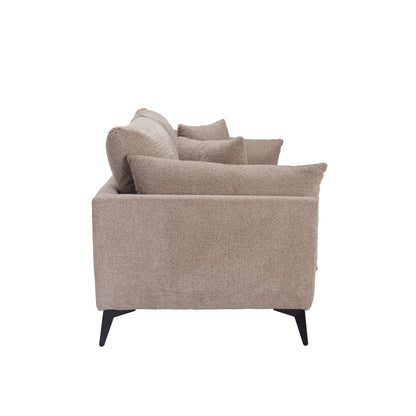 Beige Chenille 3 seater sofa with black metal legs