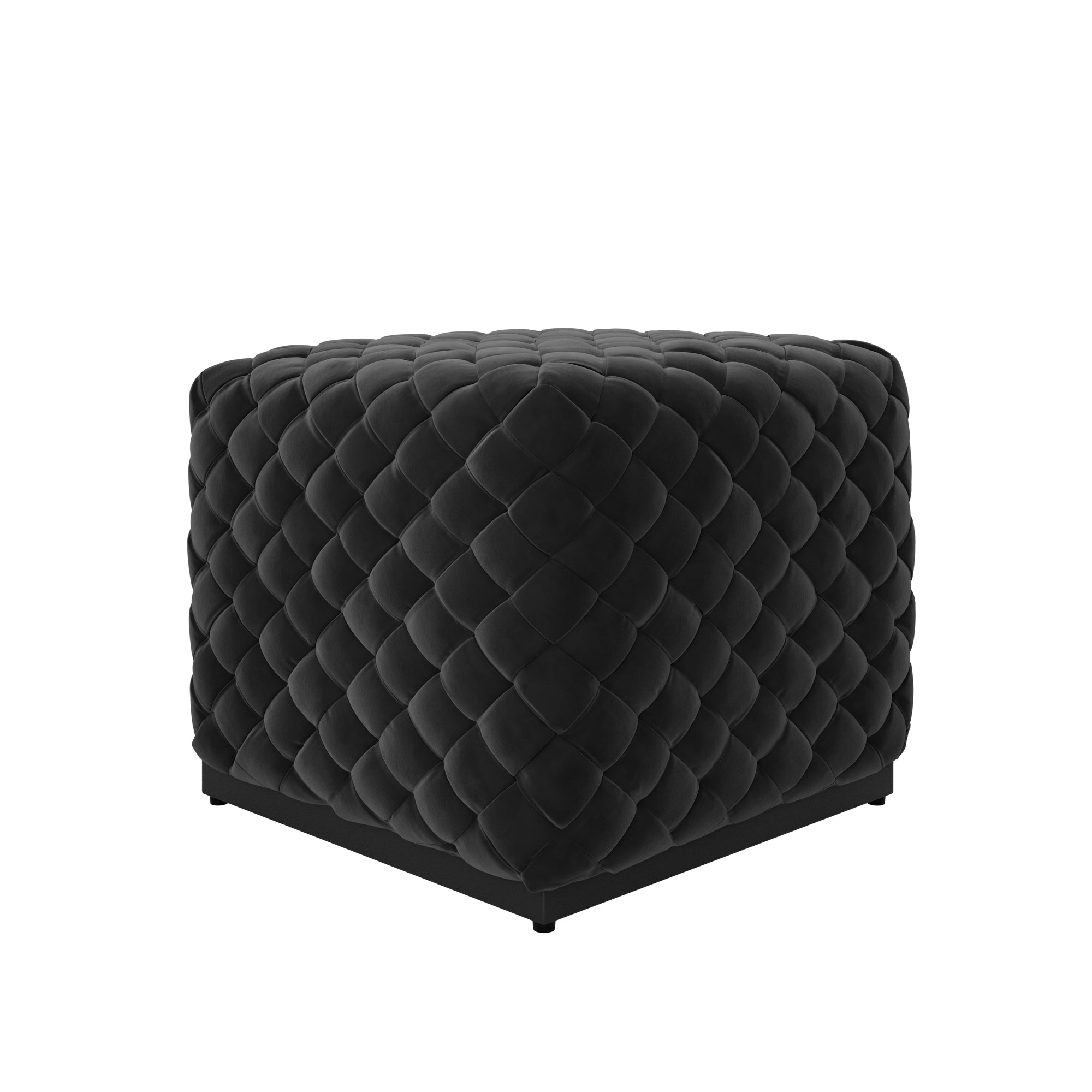 Black quilted square pouffe 