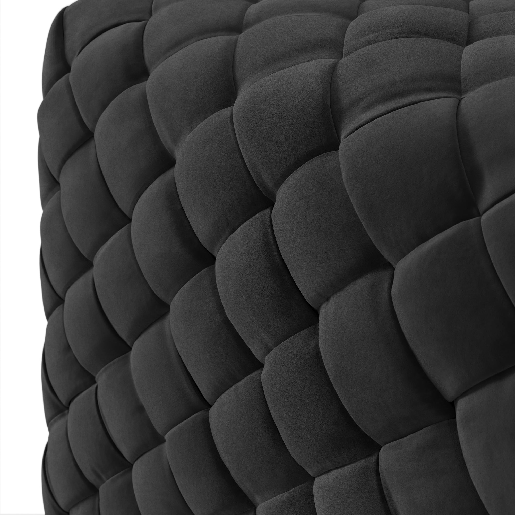 Black quilted square pouffe 