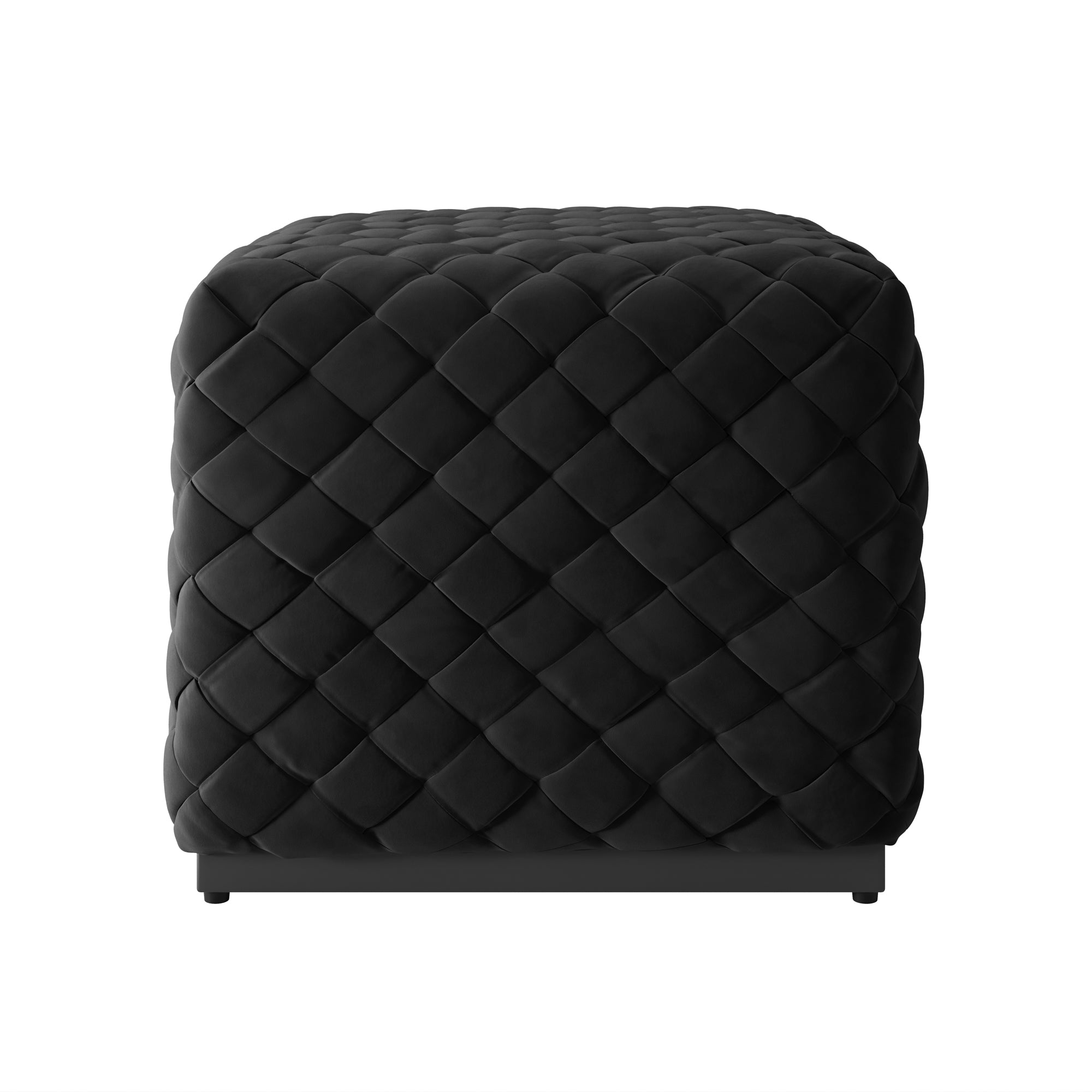 Black quilted square pouffe 