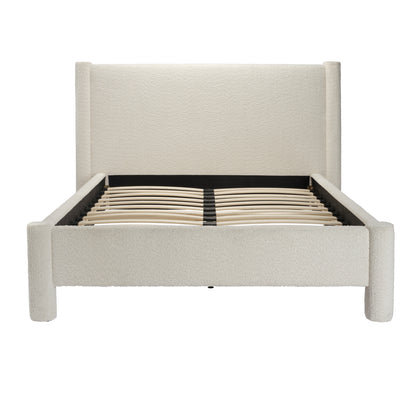 White boucle wide King Bed
