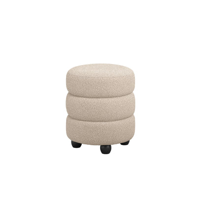 Beige boucle pouffe with matte black legs