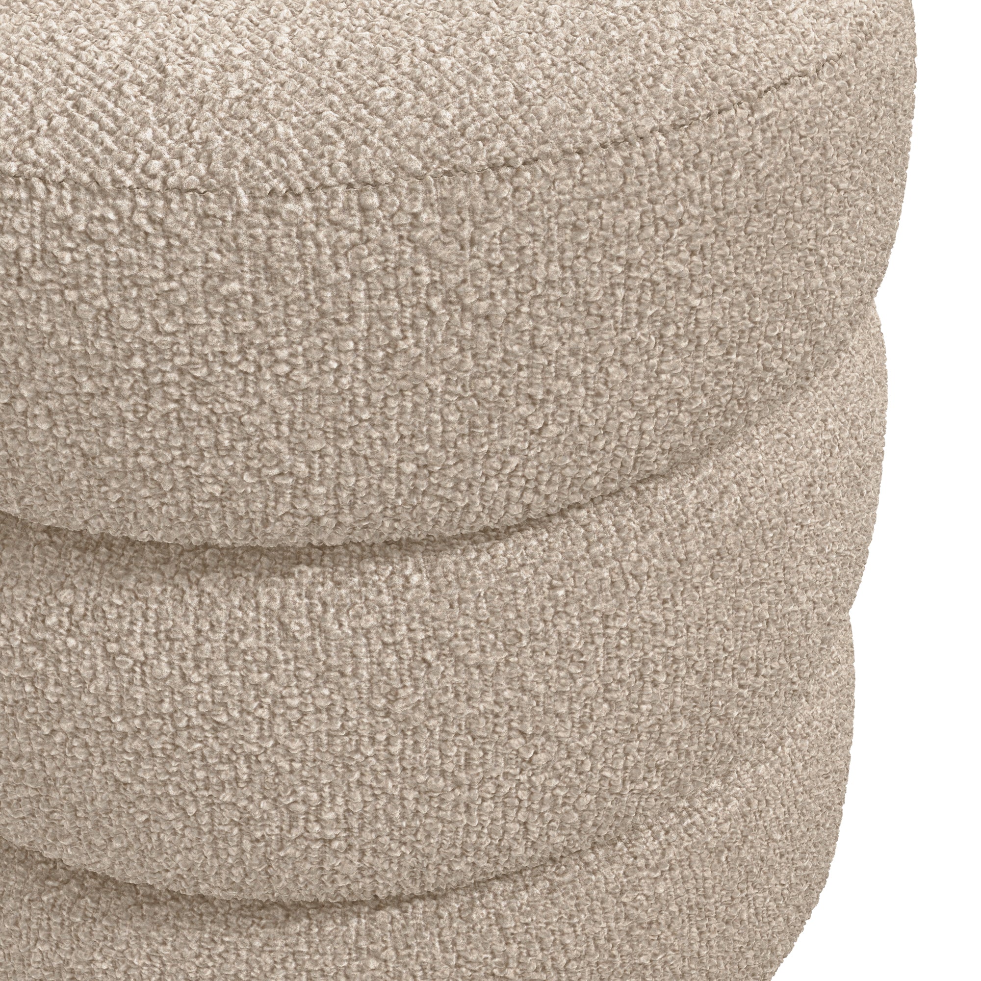Beige boucle pouffe with matte black legs