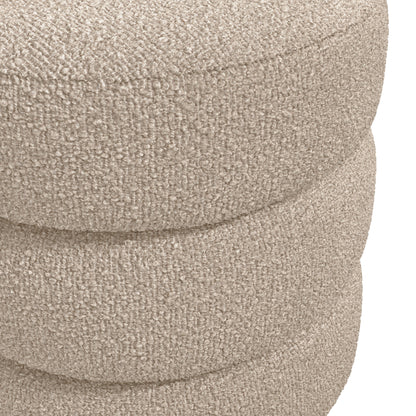 Beige boucle pouffe with matte black legs