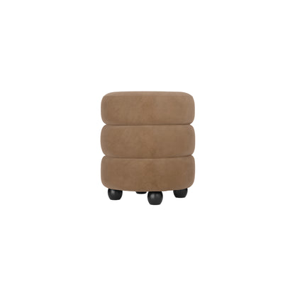 Modern light brown velvet pouffe with matte black legs
