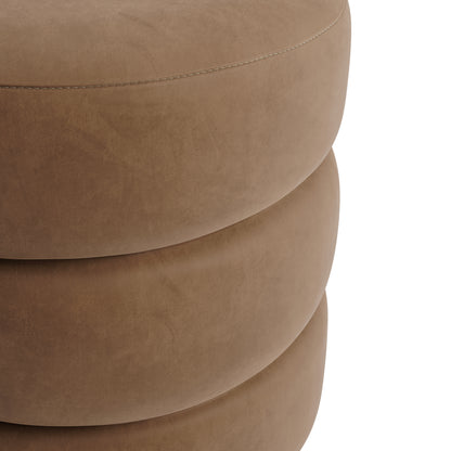 Modern light brown velvet pouffe with matte black legs