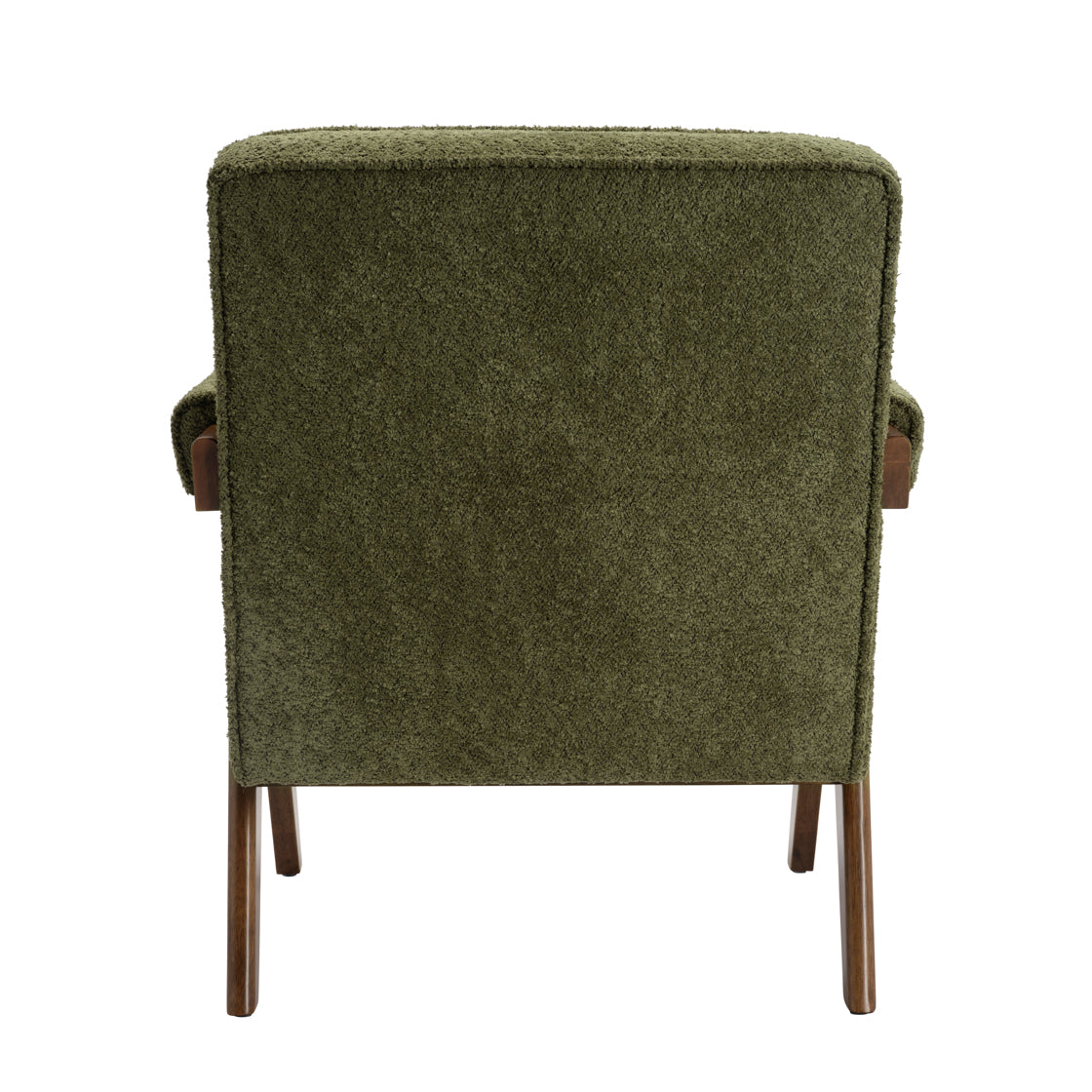 Green Herringbone and wooden armchair