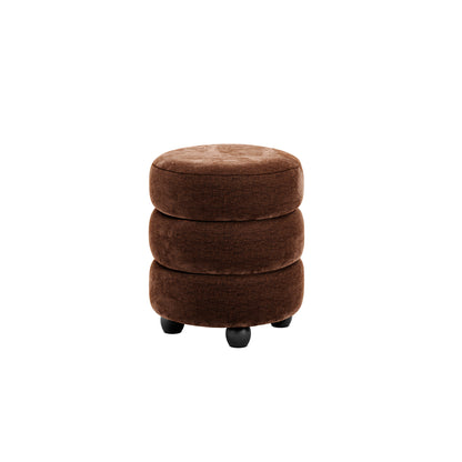 Brown velvet pouffe with matte black legs