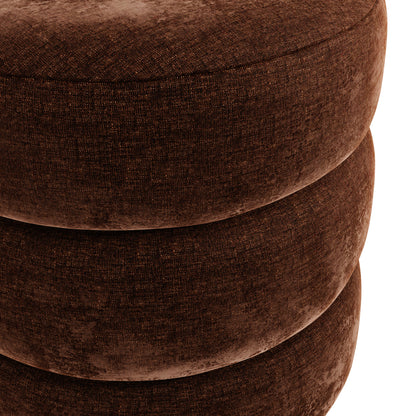 Brown velvet pouffe with matte black legs