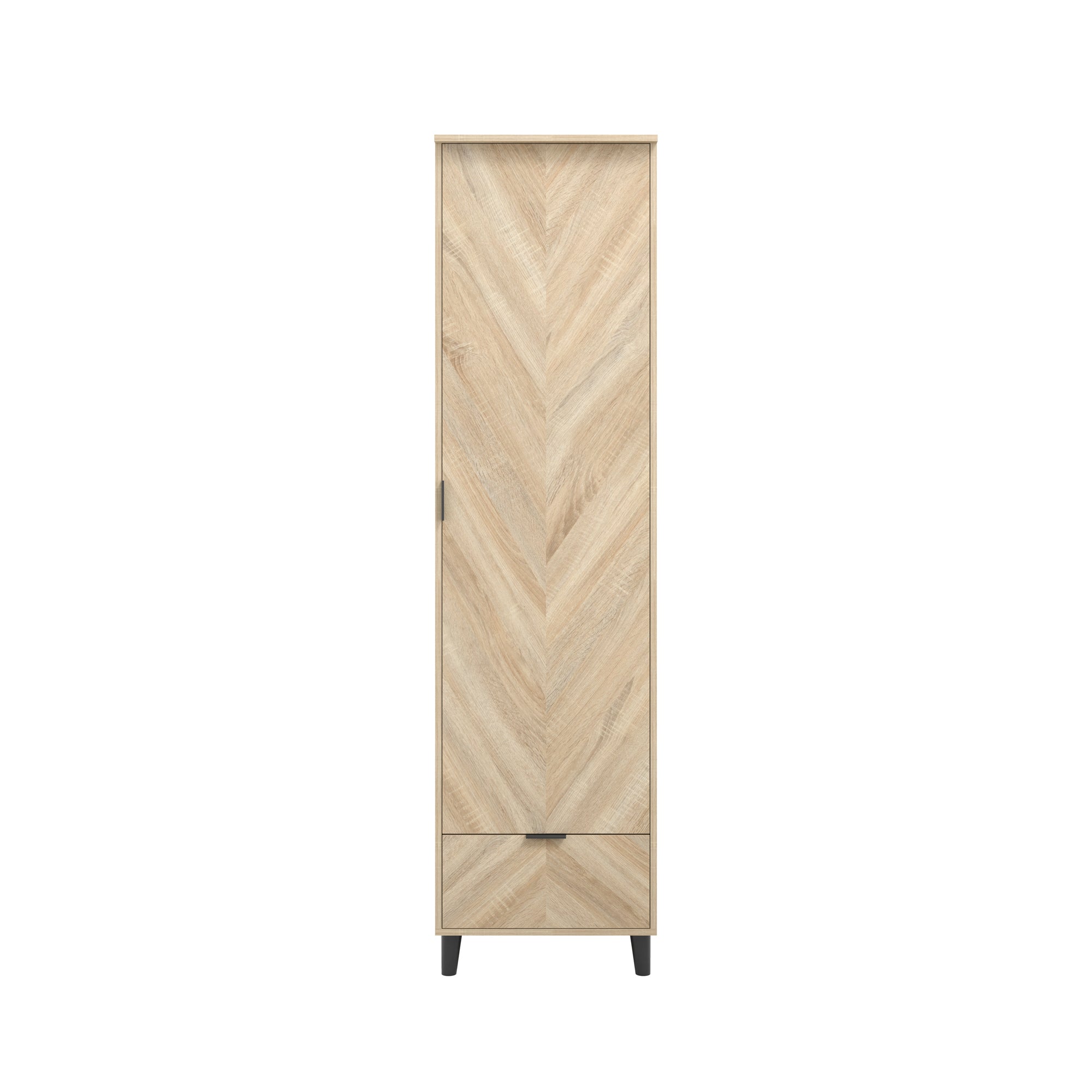 Chevron pattern wardrobe in oak 