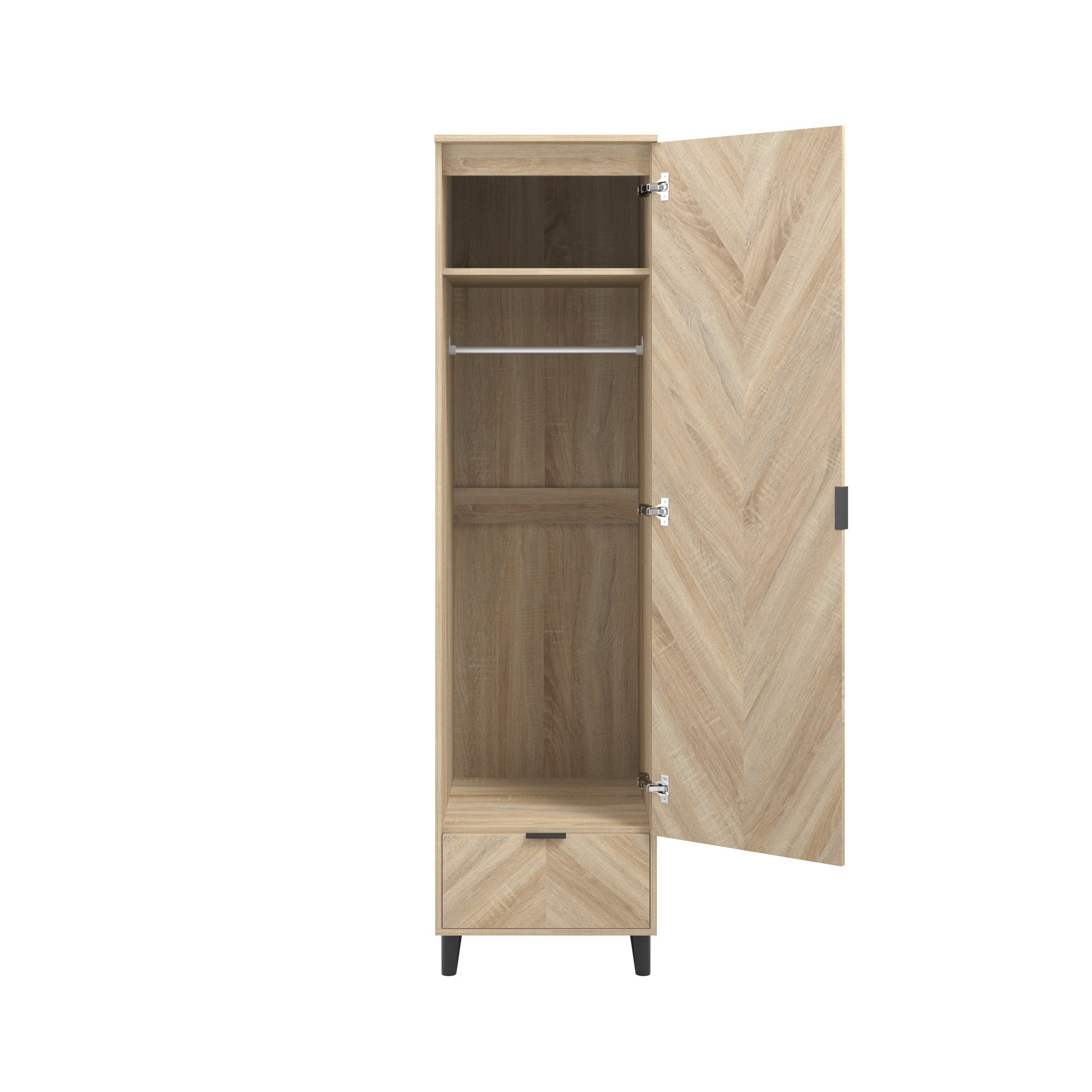Chevron pattern wardrobe in oak 