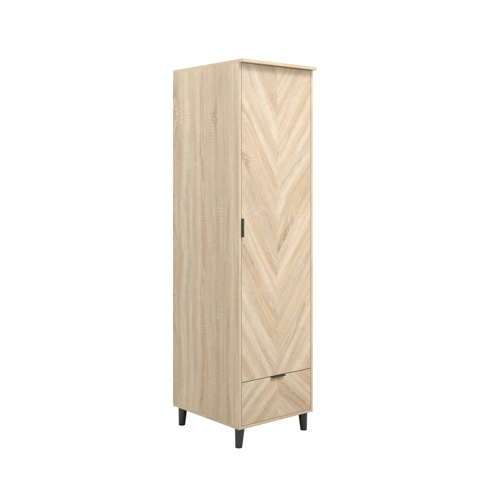 Chevron pattern wardrobe in oak