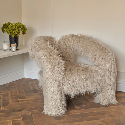 Faux fur modern accent armchair