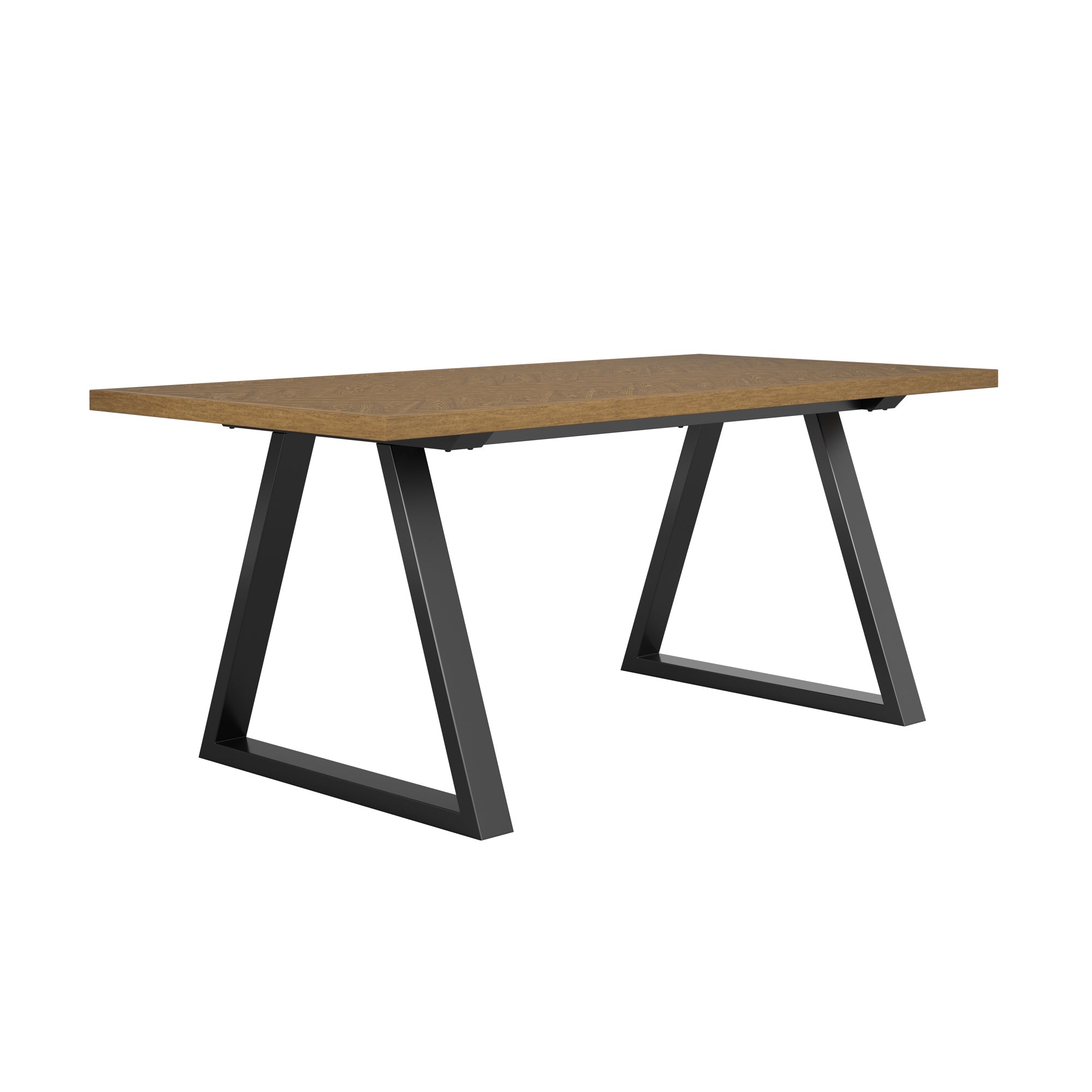 Wooden dining table with black metal legs 