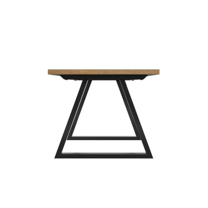 Wooden dining table with black metal legs 