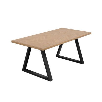 Wooden dining table with black metal legs 